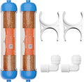 (2 Pack) Mixed Bed Ion Exchange Aquarium Filter Resin 0 PPM RO DI Refillable Housing w/Clamps & Fittings, Compatible with 10" Reverse Osmosis Water Filtration Systems, for High TDS in Water