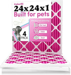Colorfil 24x24x1 Air Filter (4-Pack) | Made in the USA | Color Changing | Remove Cat and Dog Odor | MERV 8 for Pet Hair Dander and Dust | 23.5"x23.5"x0.75" Exact Size