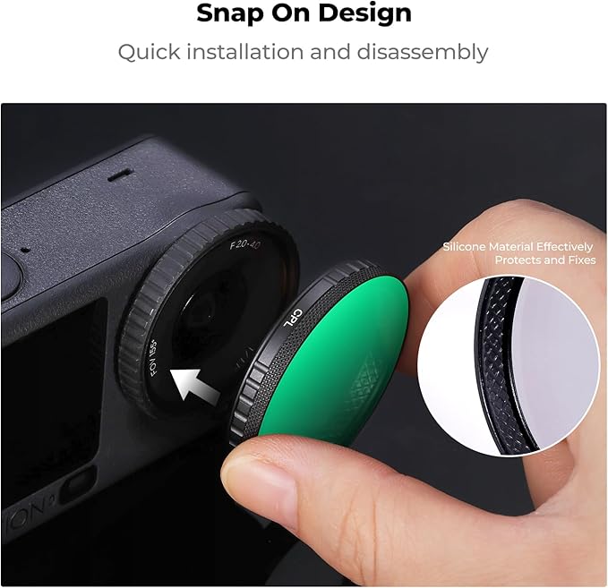 K&F CONCEPT Snap On CPL ND Filter Kit Compatible with DJI Osmo Action 6, 4 Pack CPL ND8 ND16 ND32 Neutral Density Polarizing Action 6 Filter Camera Accessories, Multicoated HD Optical Glass