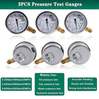 SINOCMP Hydraulic Pressure Test Kit, 3 Pressure Gauges 25Mpa/40Mpa/60Mpa 6 Test Couplings 3 Test Hoses 1 Storage Case Diagnosis Tester Gauge Set for Excavator Construction Machinery Upgraded Version