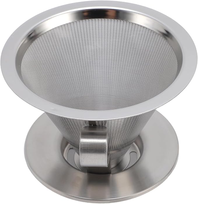 Pour Over Coffee Dripper, Reusable Metal Filter, Portable Cone Filter for Trips, Traveling, Camping, with Ultra Fine Mesh for Precise Extraction, Compatibility with Most Cups,