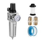 NANPU Industrial Grade Heavy Duty Particulate Filter & Air Regulator, Metal Bowl, Suitable for Paint Spray (1/2" NPT, Manual Drain)
