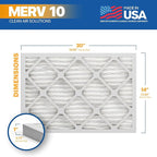 BNX TruFilter 14x20x1 MERV 10 (2-Pack) AC Furnace Air Filter - MADE IN USA - Pleated Air Conditioner HVAC AC Furnace Filters - Removes Odor, Mold, Bacteria, Smoke
