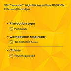 3M Versaflo High Efficiency Particulate Filter TR-6710N-5, Pack of 5, for TR-600 PAPRs