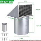 6 Inch Hooded Wall Vent with Screen and Damper,6 Inch Exhaust Vent Cover Cap for Outdoor Kitchen Range Hood Dryer Ventilation,Outside Wall Mount Extractor for House Air Exhaust, Galvanized Steel,Gray