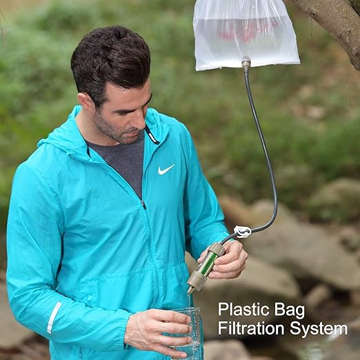Miniwell Gravity Water Filter Straw - Ultralight, Versatile Hiker Filter with Bucket Connector. Emergency Kit for Hurricane Storm Supplies