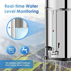 Purewell 8-Stage Gravity Fed Water Filter System, 2.25 Gallon Stainless Steel Countertop System with 4 Filters, Metal Water Level Spigot and Stand, Reduce Fluoride and Chlorine, PW-OBT-CF