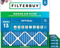 Filterbuy 15x15x1 Air Filter MERV 13 Optimal Smoke & Allergy Defense (4-Pack), Electrostatic Pleated HVAC AC Furnace Filters Replacement, Made in USA (Actual Size: 15.00 x 15.00 x 0.75)