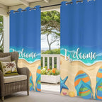 Summer Outdoor Curtains for Patio Beach Slippers Plumeria Waterproof Outside Curtains with Grommet Top Weatherproof Curtain for Cabana Pergola Gazebo, 1 Panel, 54" W x 84" L