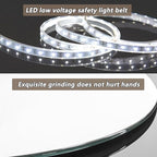 Irregular Bathroom Mirror with LED Light, Wall Mounted Mirror with Demister Pad, 3-Color Dimmable LED Light, for Wall, Living Room, Bedroom, Vanity, Entryway(90cm/35.4in)