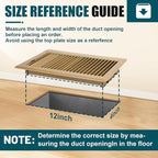 VOISEN Floor Register 4x12, 4 Pack Floor Vent Covers, Steel Adjustable Air Supply Grille Register Vent Cover Grill for Sidewall and Floor, Vent Covers for Home Floor,Brown