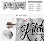 Kitchen Knife Fork Tie Up Valance Curtains for Windows, Kitchen Curtains Window Shades, Vintage Love Heart Grey Wood Grain Light Filtering Roman Curtain Valances for Bedroom/Bathroom/Cafe 42"x18"