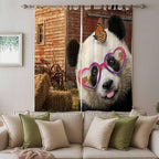 Farm Panda Living Room Curtains 84 Inch Length, Window Curtains Tab Top, Farmhouse Barn Funny Animals Butterfly Light Filtering Window Treatments Drapes 52"x84" 2 Panel