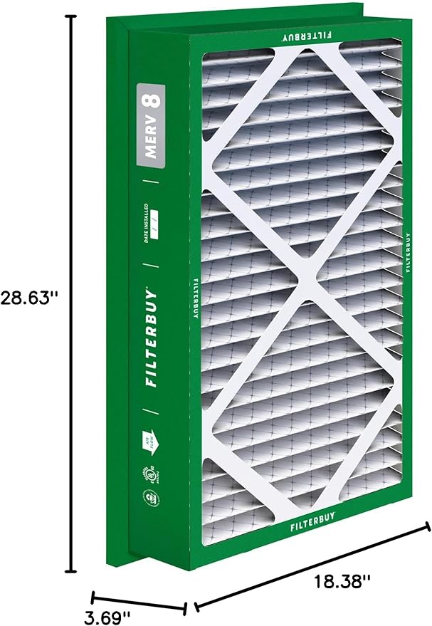 Filterbuy 20x30x5 Air Filter MERV 8 Essential Dust & Allergy Defense (4-Pack), Electrostatic Pleated HVAC AC Furnace Filters Replacement for Honeywell Return Grille (Actual Size: 18.38 x 28.63 x 3.69)