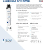 Pentair Everpure H-300 Quick-Change Filter Cartridge, EV927072, NSF Certified to Reduce Lead, For Use in Everpure H-300 Drinking Water Systems, 300 Gallon Capacity, 0.5 Micron