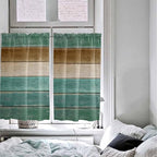 Vintage Plank Turquoise Brown Window Valance Curtains, Farmhouse Wood Grain Light Filtering Kitchen Valance with 3-inch Rod Pocket for Living Room Bathroom Bedroom,2 Panel,27.5x45In