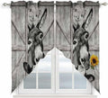Funny Farm Animals Swag Valances for Windows, Vintage Barn Grey Sunflowers Rod Pocket Kitchen Curtains Valance, Small Window Curtains Swag for Cafe Bathroom Living Room, 2 Panels, 28x36 inch