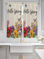 Spring Flowers Bedroom Curtains 63 Inches length, Farmhouse Vintage Country Colorful Floral Window Treatment Curtain Drapes, Rod Pocket Curtain Panels for Living Room Kitchen, 42"x63", 2 Panels