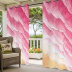 Ocean Outdoor Curtains for Patio Beach Waves Watercolor Abstract Gradient Pink Waterproof Outside Curtains with Grommet Top Weatherproof Curtain for Cabana Pergola Gazebo, 1 Panel, 54" W x 84" L