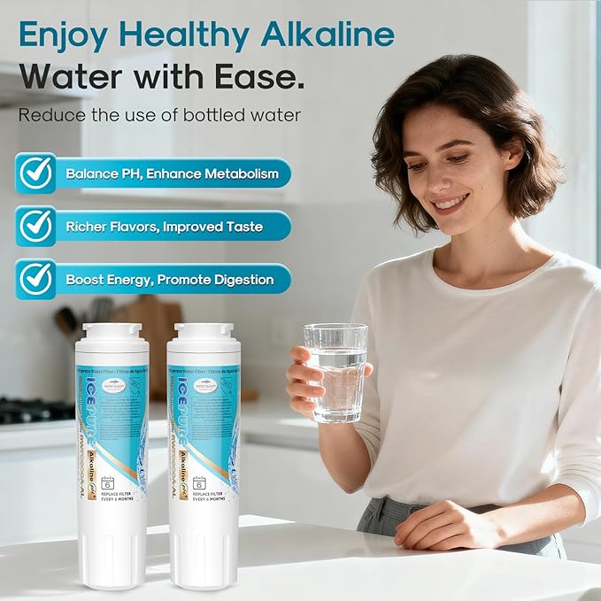ICEPURE Alkaline UKF8001 Refrigerator Water Filter Replacement for Whirlpool EDR4RXD1, EveryDrop Filter 4, Maytag UKF8001, 4396395, UKF8001P, UKF8001AXX, RFC0900A, UKF8001AXX-200, Enhances PH, 5 Pack