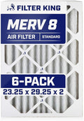 Filter King 23.25x29.25x2 Air Filter | 6-PACK | MERV 8 HVAC Pleated A/C Furnace Filters | MADE IN USA | Actual Size: 23.25 x 29.25 x 1.75"