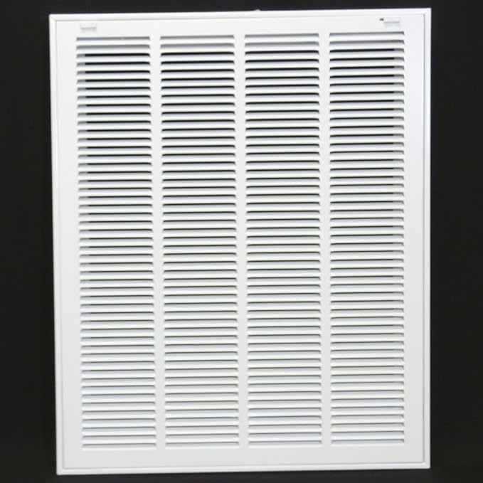 20" X 24" Steel Return Air Filter Grille for 1" Filter - Easy Plastic Tabs for Removable Face/Door - HVAC DUCT COVER - Flat Stamped Face -White [Outer Dimensions: 21.75w X 25.75h]