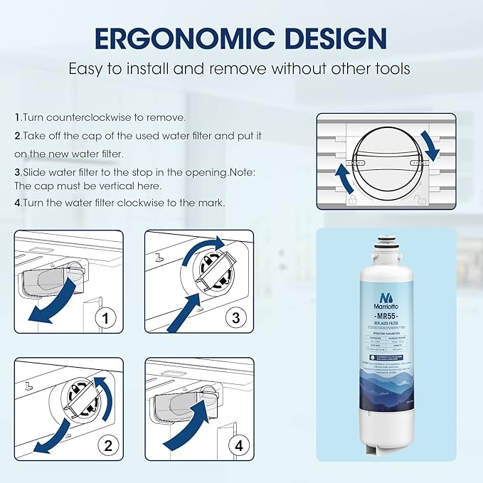 MARRIOTTO Replacement for Bosch Ultra Clarity Pro Water Filter, Compatible with BORPLFTR50, 12033030, 11032531, 11025825,12028325, BORPLFTR55, WFC100MF, WFS200MF (3 Pack)