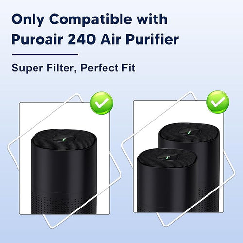 240 True HEPA 14 Toxin Absorber Replacement Filter Compatible with Puroair 240 Air Purifier, 3-in-1 True HEPA Filter Replacement, Grade True HP-14 with Activated Carbon Filter, 4 Pack, Green