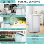 Portable Air Conditioners, 12000 BTU Portable AC for Rooms Up to 550 Sq.Ft. 3-In-1 AC with Fast Cooling, Dehumidifier & Three Speed Fan, 24H Timer/Remote Control/Ultra Quiet for Bedroom, White