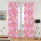 2 Panel Kitchen Cafe Curtains, Desert Camel Sunlight Filtering Nature Air Through, Window Decor Tier Curtains for Living Room 104W x 96L inch Vintage Sand Camel Leaves Flower Pattern Pink