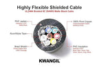8C 20AWG AMSB Shielded Cable Wire (UL2464) - Highly Flexible Str TC, PVC Ins, OS+TC BRD, PVC JKT for CNC Machine, Stepper Motor, VFD Spindle (Matte Black 25FT)