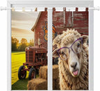 Farm Sheep Bedroom Curtains 72 Inch Length, Window Curtains Tab Top, Farmhouse Barn Funny Animals Butterfly Light Filtering Window Treatments Drapes 52"x72" 2 Panel