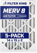 Filter King 14x15x2 Air Filter | 5-PACK | MERV 8 HVAC Pleated A/C Furnace Filters | MADE IN USA | Actual Size: 13.5 x 14.5 x 1.75"