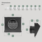 Vent Systems 4" Inch Exhaust Vent Cover with Rubber Gasket - Graphite Black Galvanized Steel - Robust Weatherproof Outdoor Air Exhaust Box - Duct or Surface Mounting - Rain and Snow Protection
