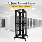 RAISING ELECTRONICS 27U 4 Post Open Frame Network Server Rack 19inch Width 600mm deep with 3 Pairs of L Rail