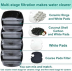 16-Set Aquarium Filter Replacement Media Compatible with SUNSUN Canister Filters HW-304B, 404B, 704B and 3000, Polar Aurora 525 GPH, Includes Activated Carbons, Ceramic Rings, Filter Pads