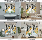 Yellow Sunflowers Swag Valances for Windows, Farmhouse Cow Barn Doors Floral Butterfly Rod Pocket Kitchen Curtains Valance, Small Window Curtains Swag for Cafe Living Room, 2 Panels, 36x36 inch