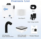 KQZ-W1 Solder Fume Extractor, 168m³/h Strong Suction Smoke Extractor, 5*Thick Pre-Filter+H13 HEPA Soldering Fume Extractor, 99.99% Purification Smoke Absorber for Welding Soldering 3D Printing White