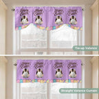 Purple Easter Tie Up Valance Curtains for Windows, Kitchen Curtains Window Shades, Spring Cartoon Bunny Colorful Eggs Wood Grain Light Filtering Curtain Valances for Bedroom/Bathroom/Cafe 42"x18"