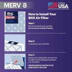 BNX TruFilter 20x20x1 Air Filter MERV 8 (6-Pack) - MADE IN USA – Dust & Pet Defense Electrostatic Pleated Air Conditioner HVAC AC Furnace Filters for Dust, Pet, Mold, Pollen MPR 600 – 700 & FPR 5