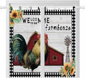 Farmhouse Rooster Bedroom Curtains 72 Inch Length, Window Curtains Tab Top, Rustic Red Barn Windmill Sunflowers Light Filtering Window Treatments Drapes 52"x72" 2 Panel