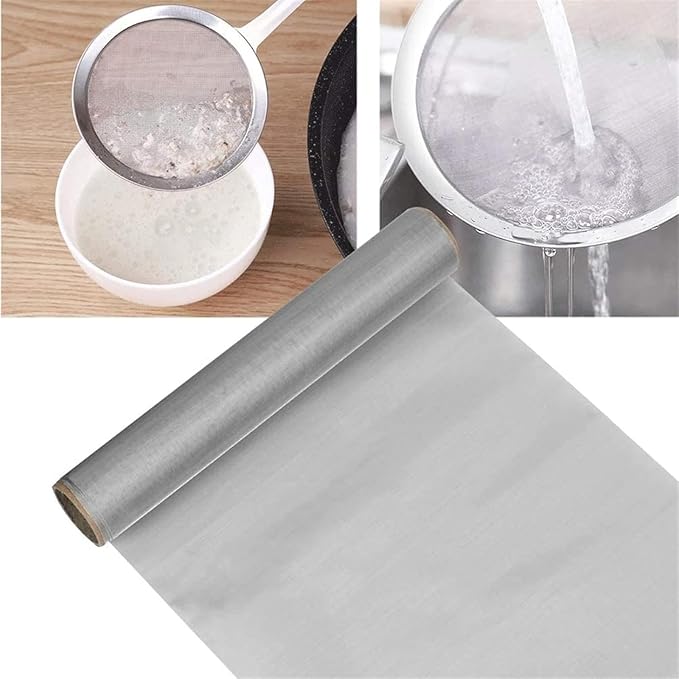 Stainless Steel Wire Cloth Mesh 250 Mesh, Fine Woven Screen Fabric, Cuttable DIY Filter Sheet for Straining and Separation Tasks