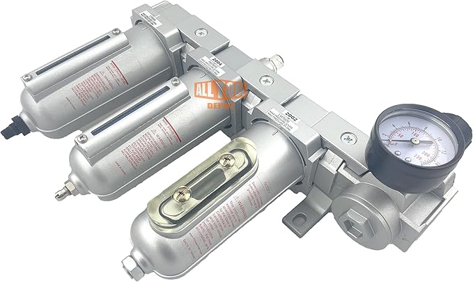 3/4" NPT HEAVY DUTY Industrial Grade 4 Stages Filter Coalescing Desiccant Dryer Regulator System For Compressed Air Lines, Metal Bowls, Great For Paint Spray And Plasma Cutter (AUTO DRAIN)