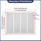 24"W x 18"H [Duct Opening Size] Steel Return Air Filter Grille - Removable Face/Door for 1 inch Filters -HVAC Vent Cover Grill - White [Outer Dimensions: 26 5/8"W X 20 5/8"H]