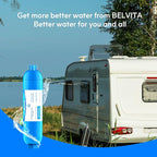 RV inline water filter with Flexible Hose Protector,Dedicated for RVs and Marines,2 pack Drinking,Washing filter,Reduces Lead,Fluoride,Chlorine,Bad Tast,Odor