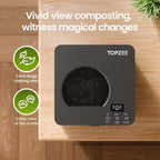 TOPZEE Electric Compost Bin for Kitchen, 3L Smart Countertop Composter with Odorless Auto-Cleaning, Low Noise, Turns Food Waste to Fertilizer in 4 Hours, for Indoor Home Use, Black