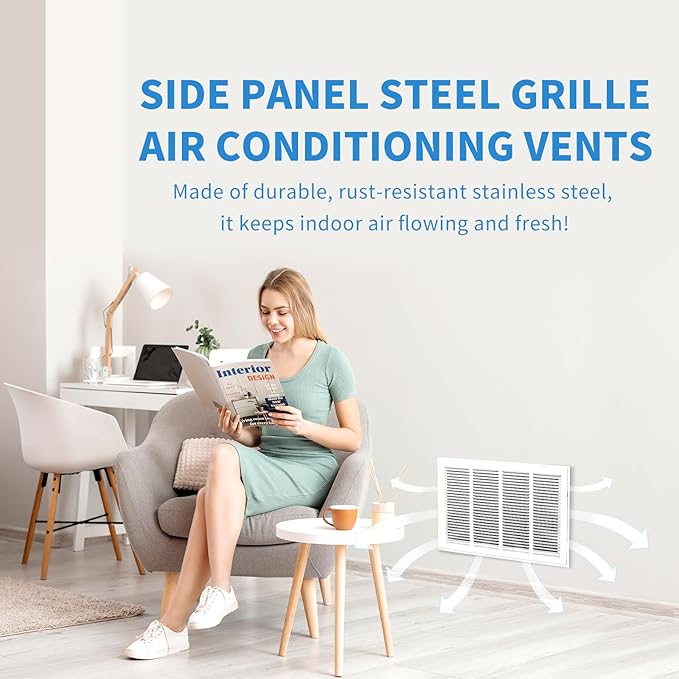 20x12 Return Air Grille [Duct Opening Size],Return Air Vent Cover for Wall Or Ceiling,Steel Return Air Filter Grilles Removable Face/Door for 1 Inch Filters (20"W x 12"H [Duct Opening])