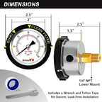 60PSI Pool Filter Pressure Gauge, 2 inches Dial, 1/4" NPT Back Mount, 304Stainless Steel Case, IP67 Waterproof, Clean Filter Indicator, for Swimming Water Pump Spa Aquarium Pressure Test