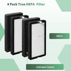 4PackAP-DT10FL Replacement Filter Compatible with FTotalClean Desktop Air Purifier,Part# AP-DT10BK and AP-DT10WT,3-in-1 Ture HEPA Filter and Activated Carbon Filter (4)