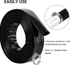 1-1/2" x 50 FT Pool Backwash Hose, Black Heavy Duty Reinforced PVC Lay Flat Water Discharge Hose for Swimming Pool Filter Pump,with 2 Clamp